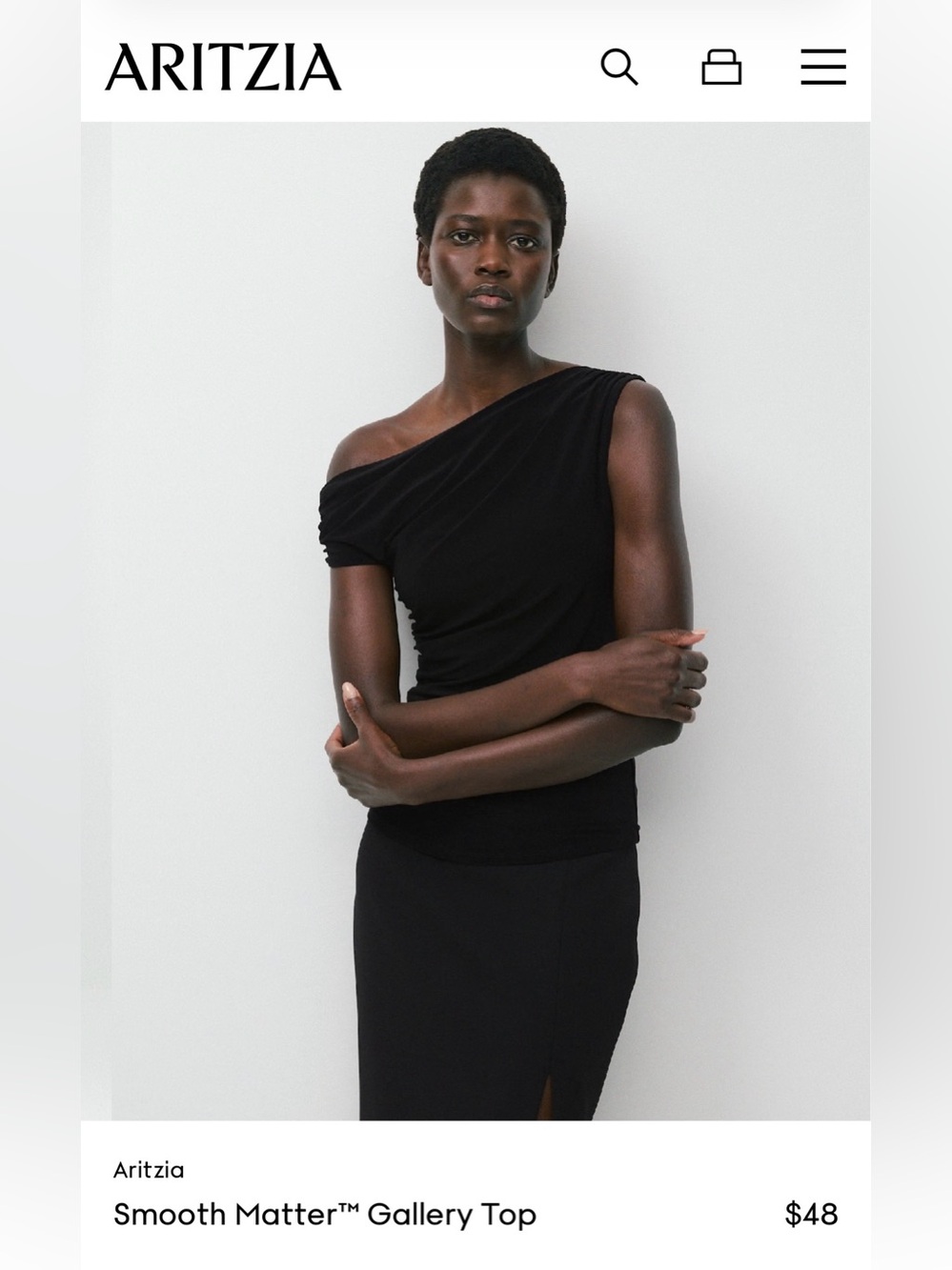 Aritzia Black One-Shoulder Smooth Matter™ Gallery Top